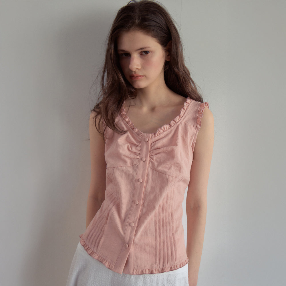 OURNOSTALGIA Melly Pintuck Sleeveless Blouse_Pink(OB6BL04)