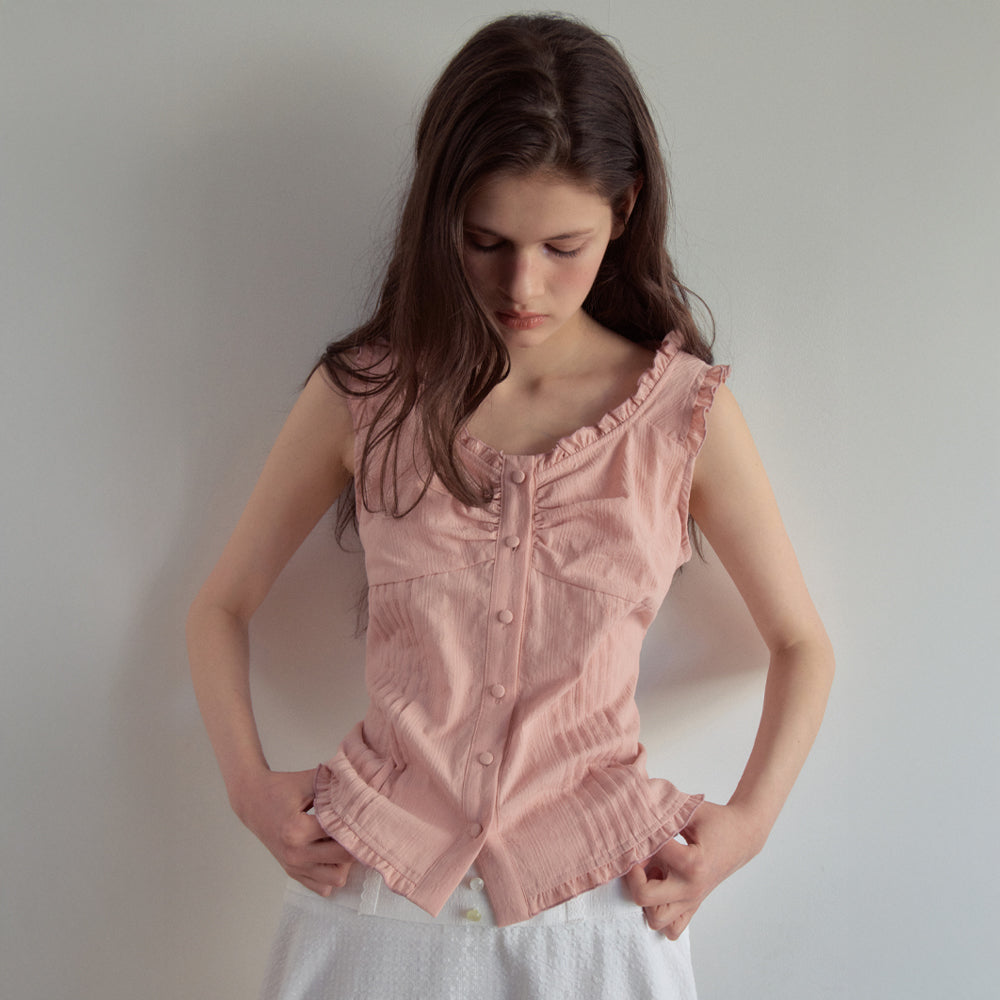 OURNOSTALGIA Melly Pintuck Sleeveless Blouse_Pink(OB6BL04)
