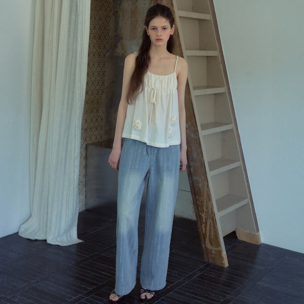 OURNOSTALGIA Rose Vine Sleeveless Blouse_Cream(OB6BL10)