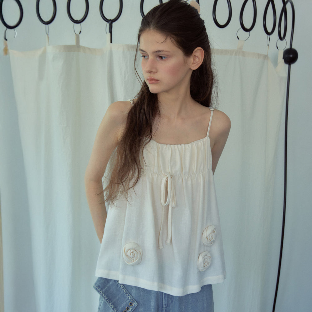 OURNOSTALGIA Rose Vine Sleeveless Blouse_Cream(OB6BL10)