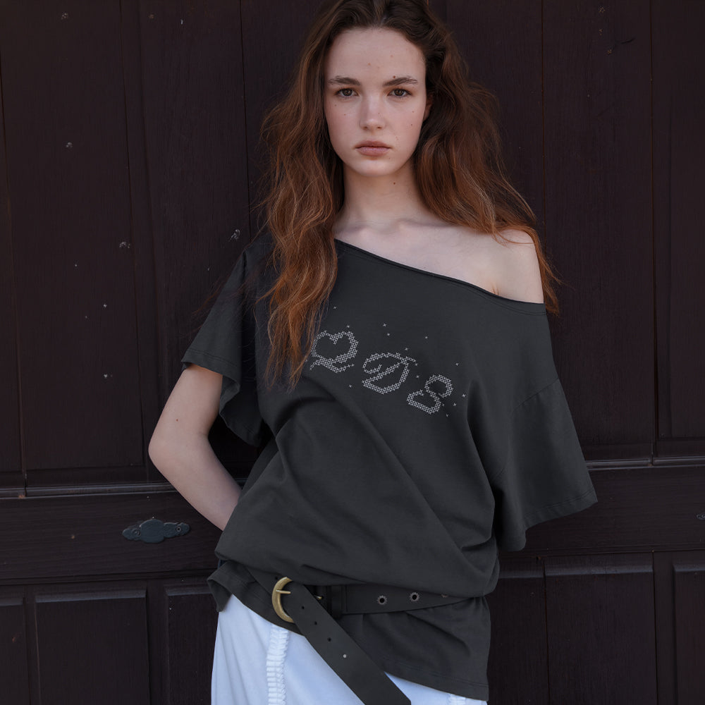 ODS One Shoulder Logo Tee (Charcoal)