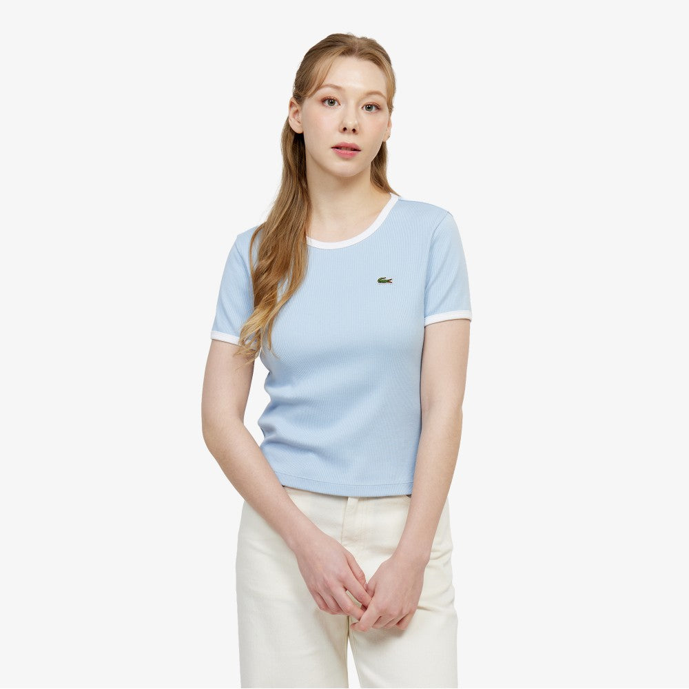 LACOSTE Women's Ringer Short Sleeve T-Shirt TF902E-56G HBA