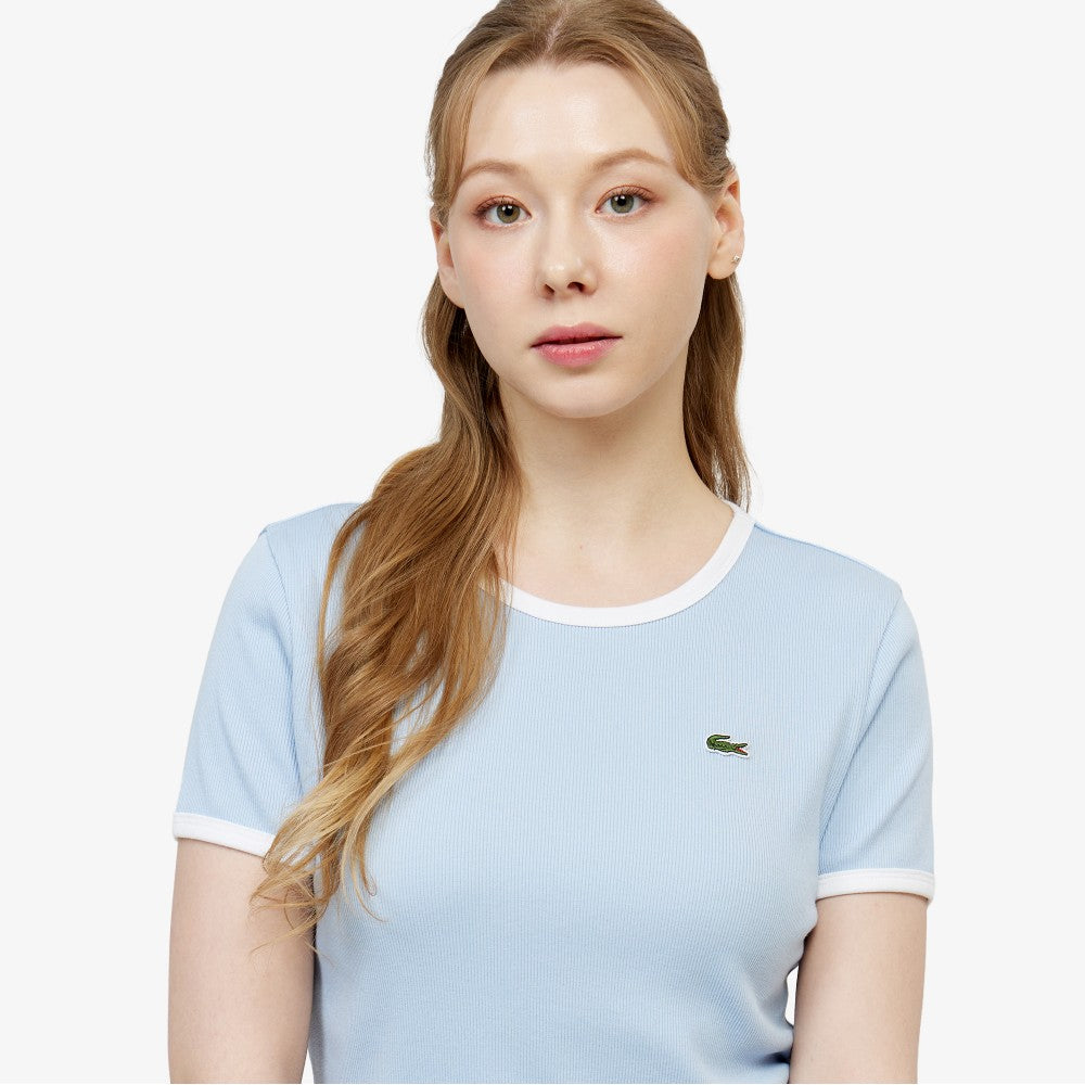 LACOSTE Women's Ringer Short Sleeve T-Shirt TF902E-56G HBA