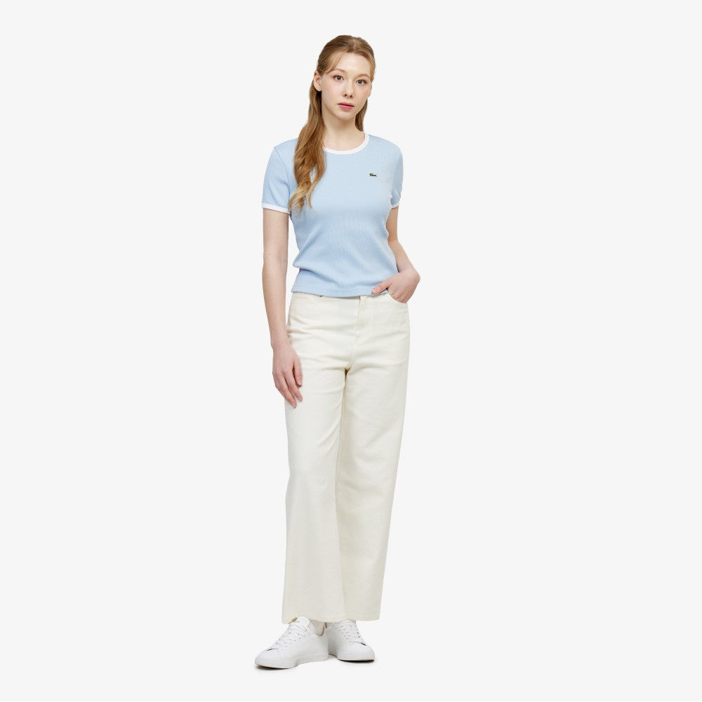LACOSTE Women's Ringer Short Sleeve T-Shirt TF902E-56G HBA