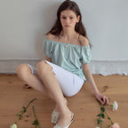 OURNOSTALGIA Rosy Button Puff T-Shirt_Mint(OB6TP12)