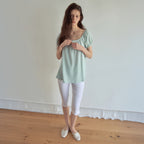OURNOSTALGIA Rosy Button Puff T-Shirt_Mint(OB6TP12)
