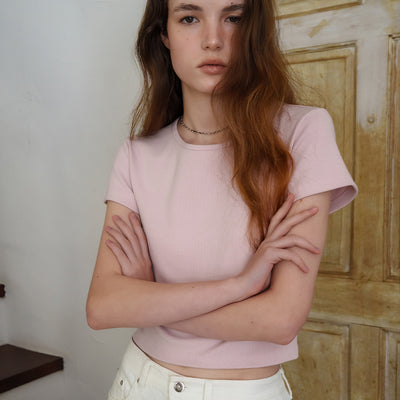 [Essential] Base Cropped T (Soft Pink)