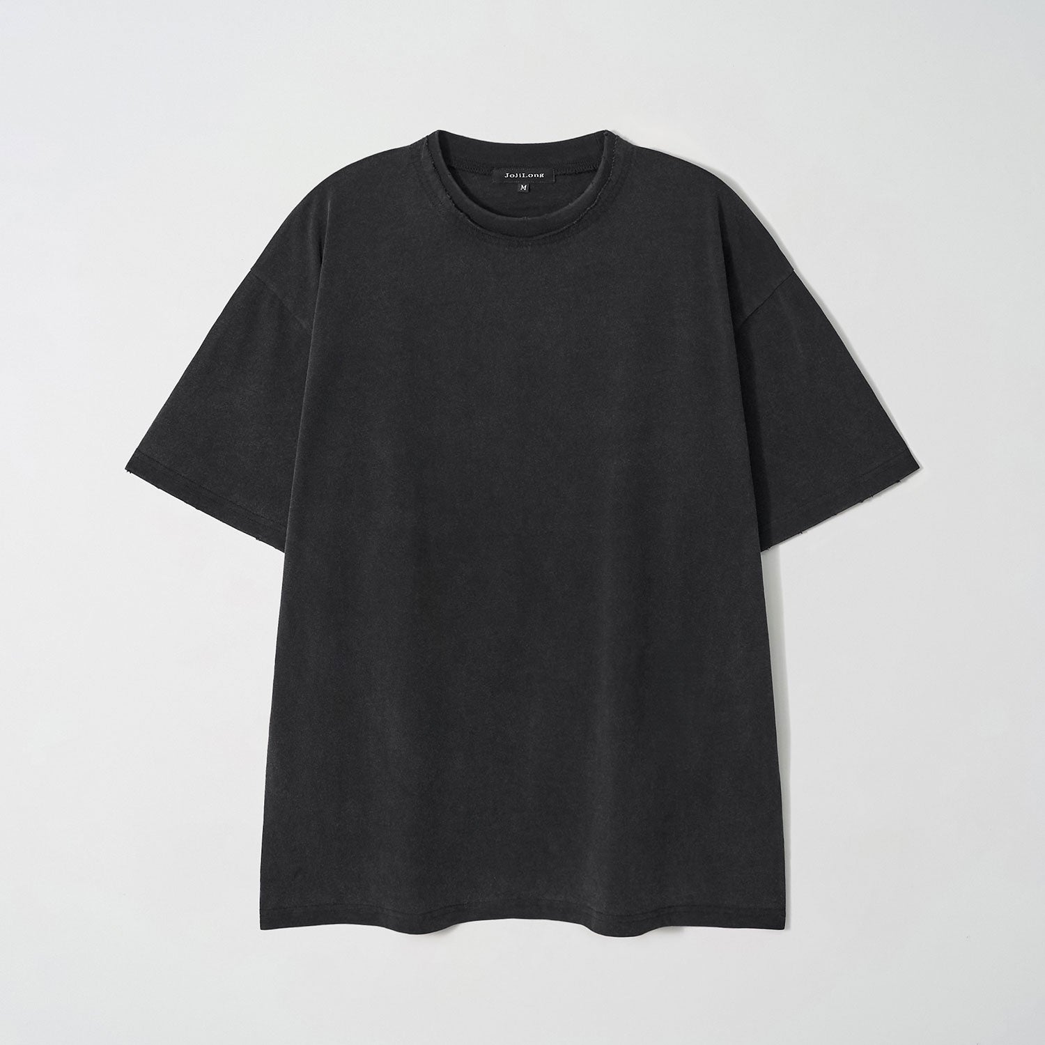 JojiLong JN103 DISTRESS OLD 1/2 T-SHIRT - BLACK
