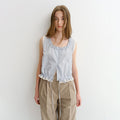 DUNST FRILL SLEEVELESS BLOUSE SOFT BLUE CHECK_UDBL6B226B1