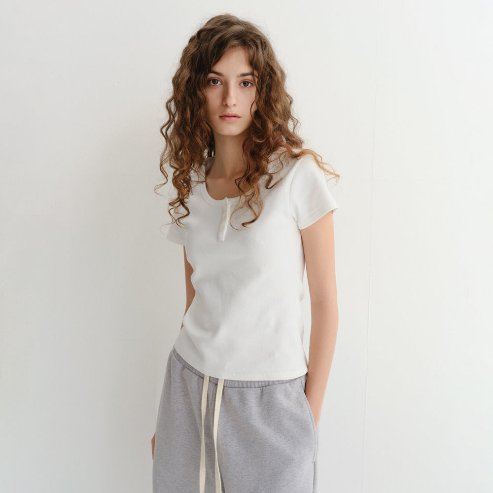DUNST CLASSIC SCOOP NECK TOP IVORY_UDTS6B222IV