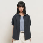 GENERAL IDEA WOMAN loose fit folded sleeve cotton shirt [DARK NAVY] / GF2LSH520