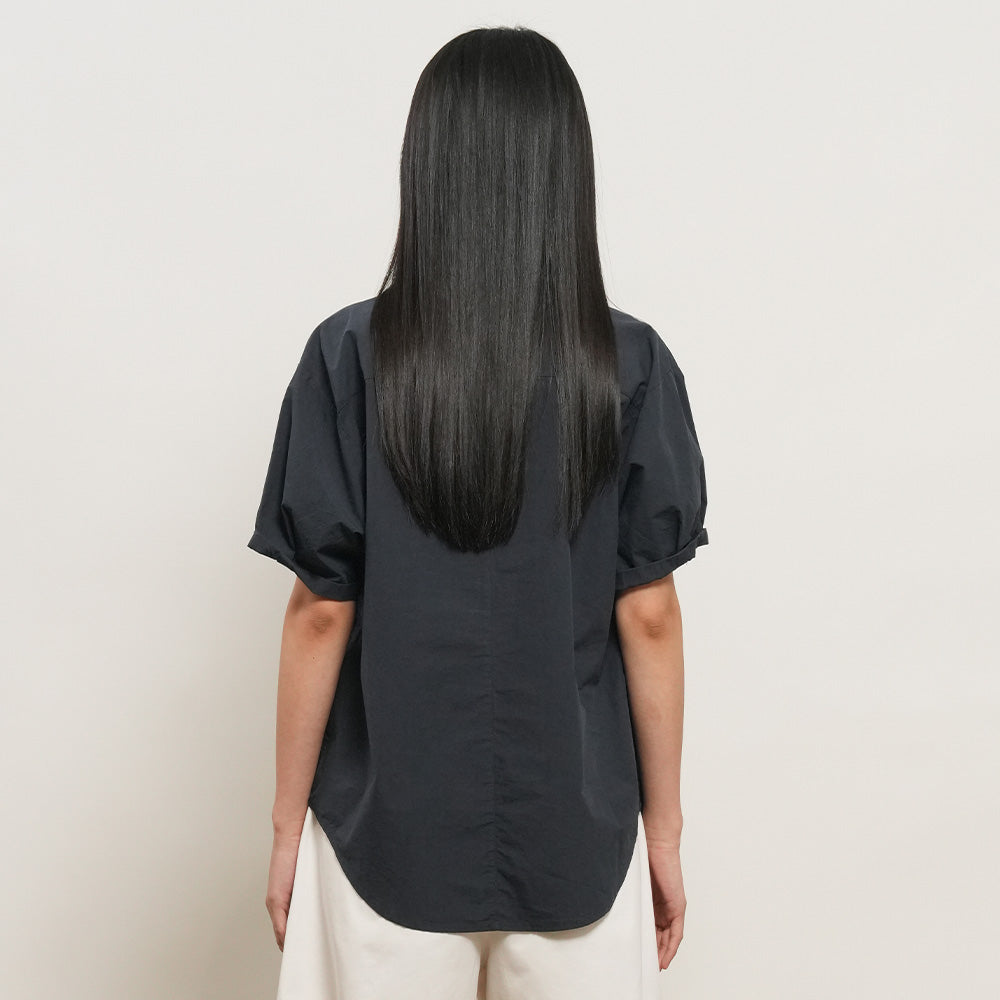 GENERAL IDEA WOMAN loose fit folded sleeve cotton shirt [DARK NAVY] / GF2LSH520