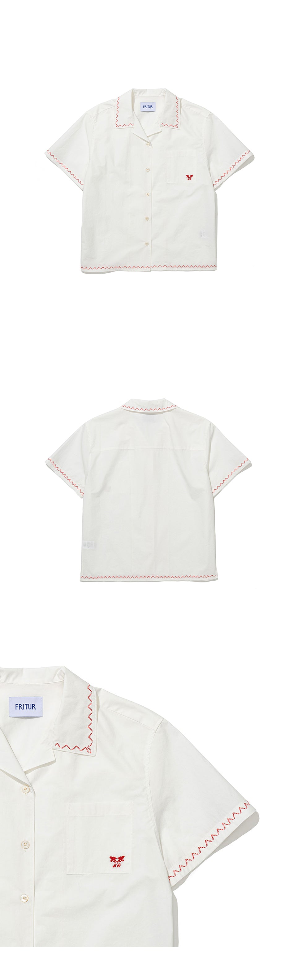 FRITUR Pocket Embroidered Shirt Ivory_F262SH02