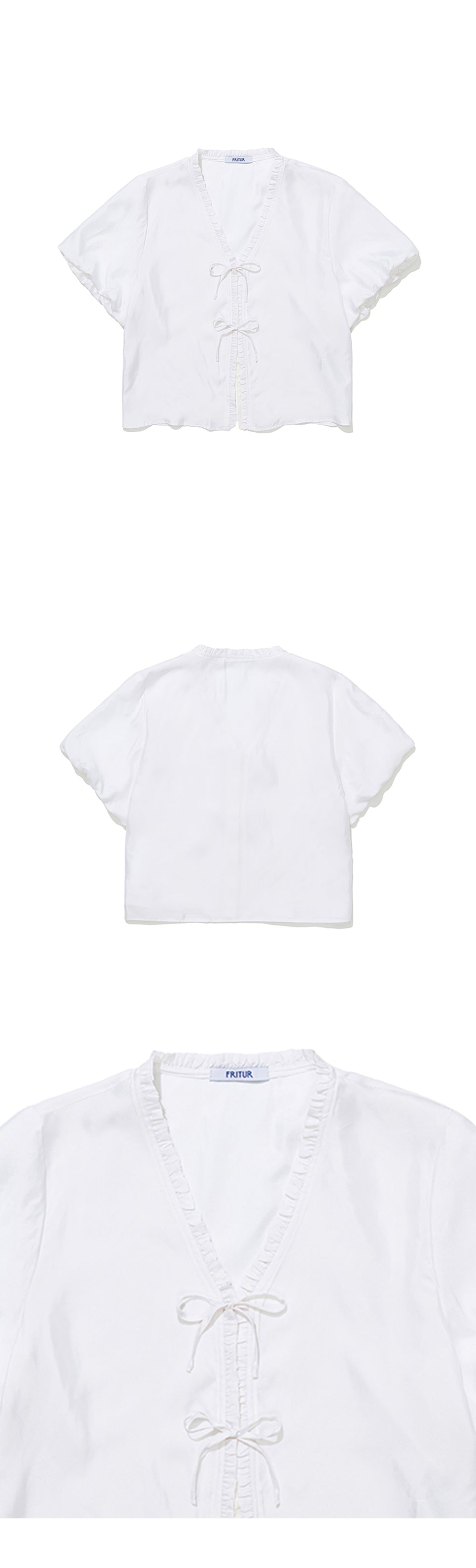 FRITUR Satin Ribbon Blouse White_F262BL02