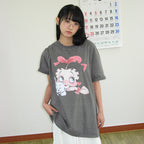 RONRON BETTY BOOP PIGMENT RIBBON OVER FIT T SHIRT CHARCOAL