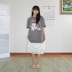 RONRON BETTY BOOP PIGMENT RIBBON OVER FIT T SHIRT CHARCOAL