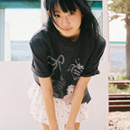 RONRON BETTY BOOP DREAMY RIBBON OVER FIT T SHIRT CHARCOAL