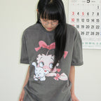 RONRON BETTY BOOP PIGMENT RIBBON OVER FIT T SHIRT CHARCOAL