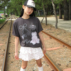RONRON BETTY BOOP DREAMY RIBBON OVER FIT T SHIRT CHARCOAL