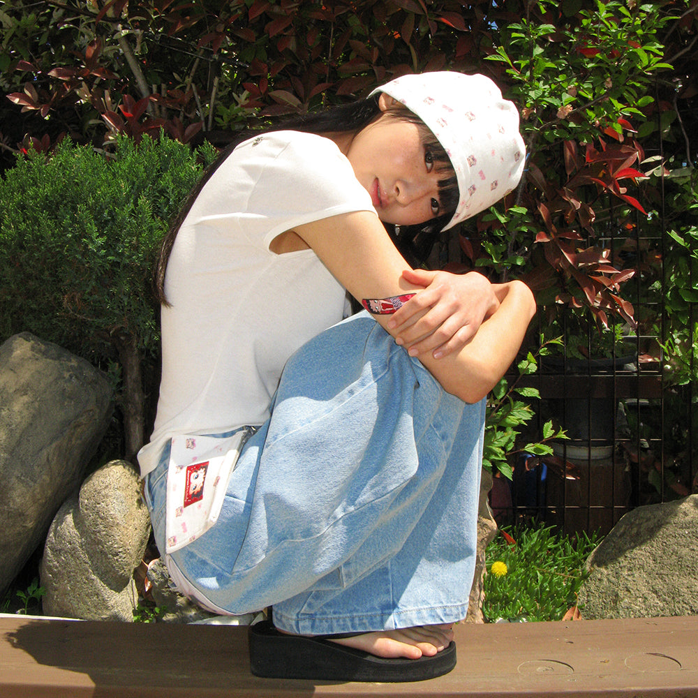 RONRON BETTY BOOP RIBBON BOAT NECK T SHIRT WHITE