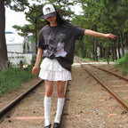 RONRON BETTY BOOP DREAMY RIBBON OVER FIT T SHIRT CHARCOAL