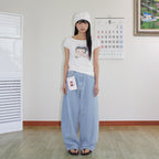 RONRON BETTY BOOP RIBBON BOAT NECK T SHIRT WHITE