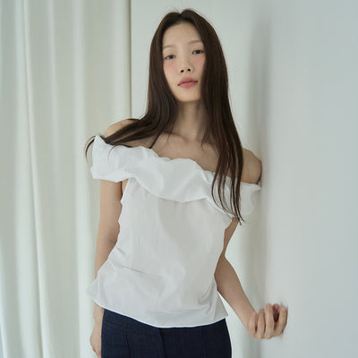 (2nd Reorder) ELASICATED OFF-SHOULDER TOP_WHITE