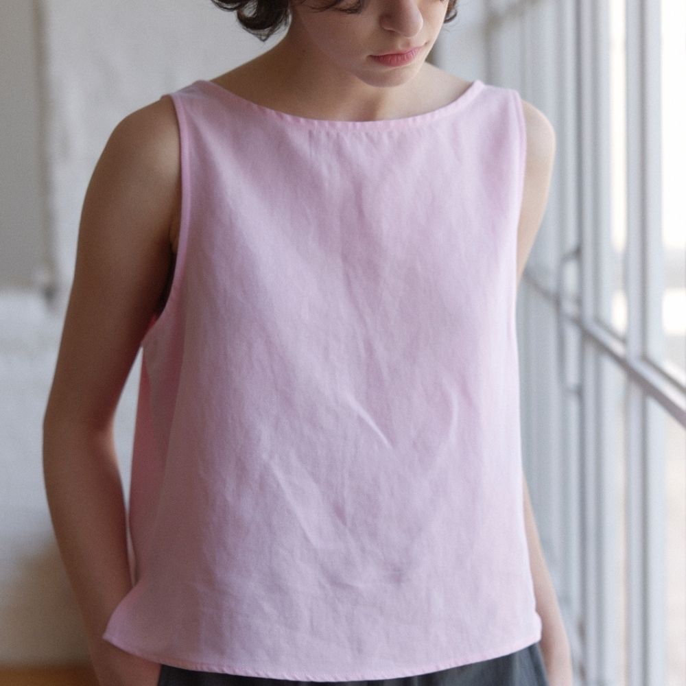 OHKUKKA Simple Linen Top – Pink