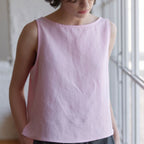 OHKUKKA Simple Linen Top – Pink
