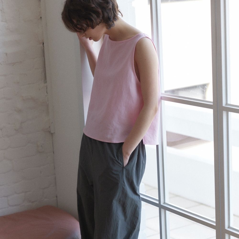 OHKUKKA Simple Linen Top – Pink