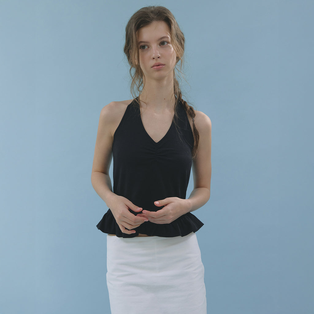hetherment flare halter top (black)