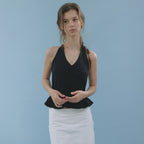 hetherment flare halter top (black)