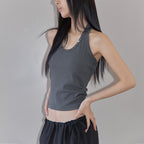 LONDONDADA Stud Shirring Halter Neck Top, CHARCOAL