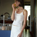CHATDELAMA LACE TRIM SLEEVELESS T [IVORY]