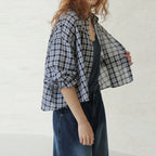 ROOMPACKER Genie summer check crop shirt