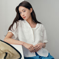 MIND BRIDGE WOMEN [W]Out pocket open collar short sleeve shirt - 3color M1WS3213