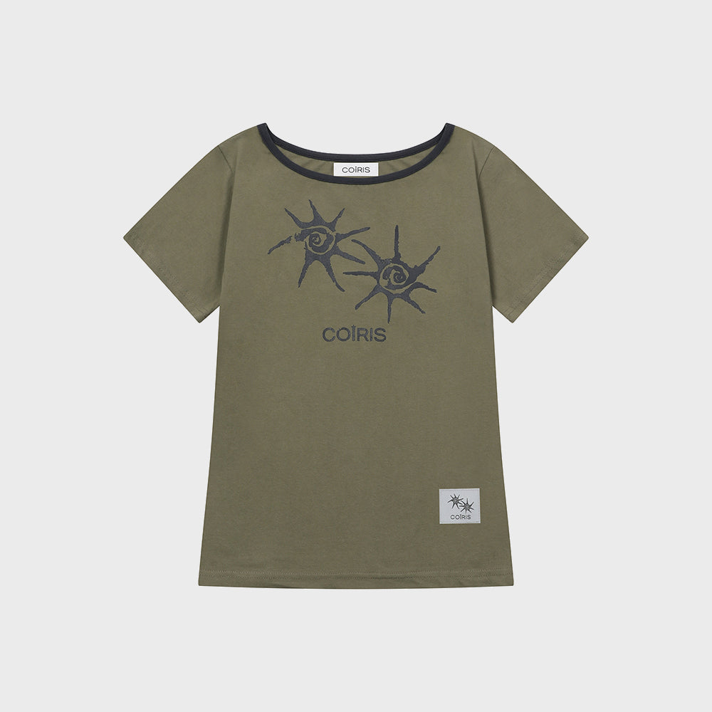 COIRIS Soluna one shoulder color combination short sleeve tee (13 colors)