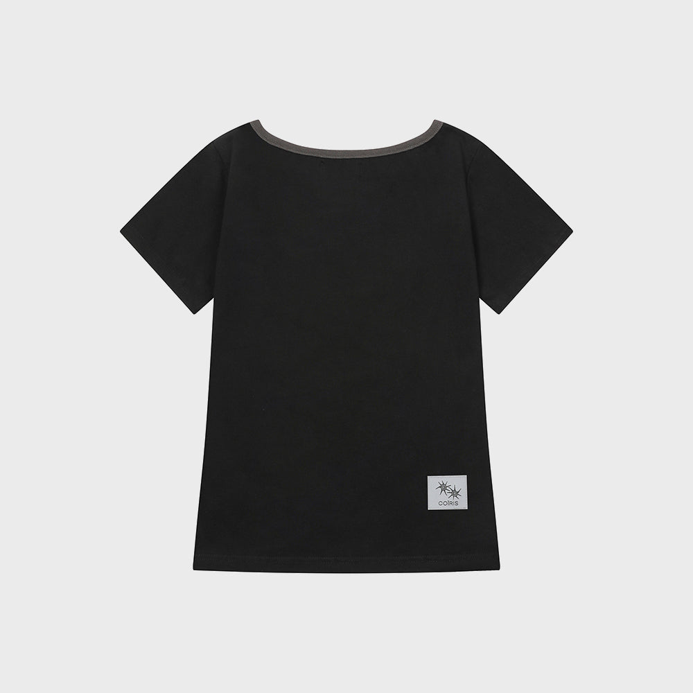 COIRIS Soluna one shoulder color combination short sleeve tee (13 colors)