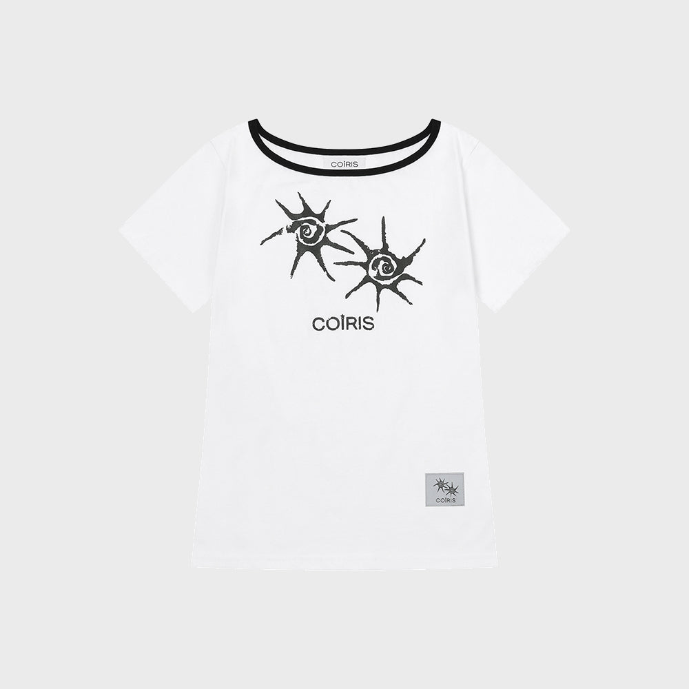 COIRIS Soluna one shoulder color combination short sleeve tee (13 colors)