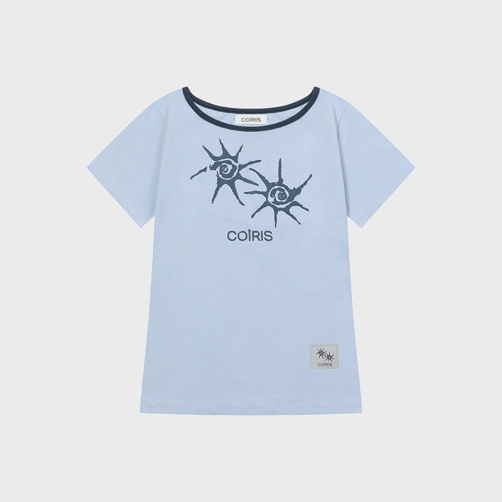 COIRIS Soluna one shoulder color combination short sleeve tee (13 colors)