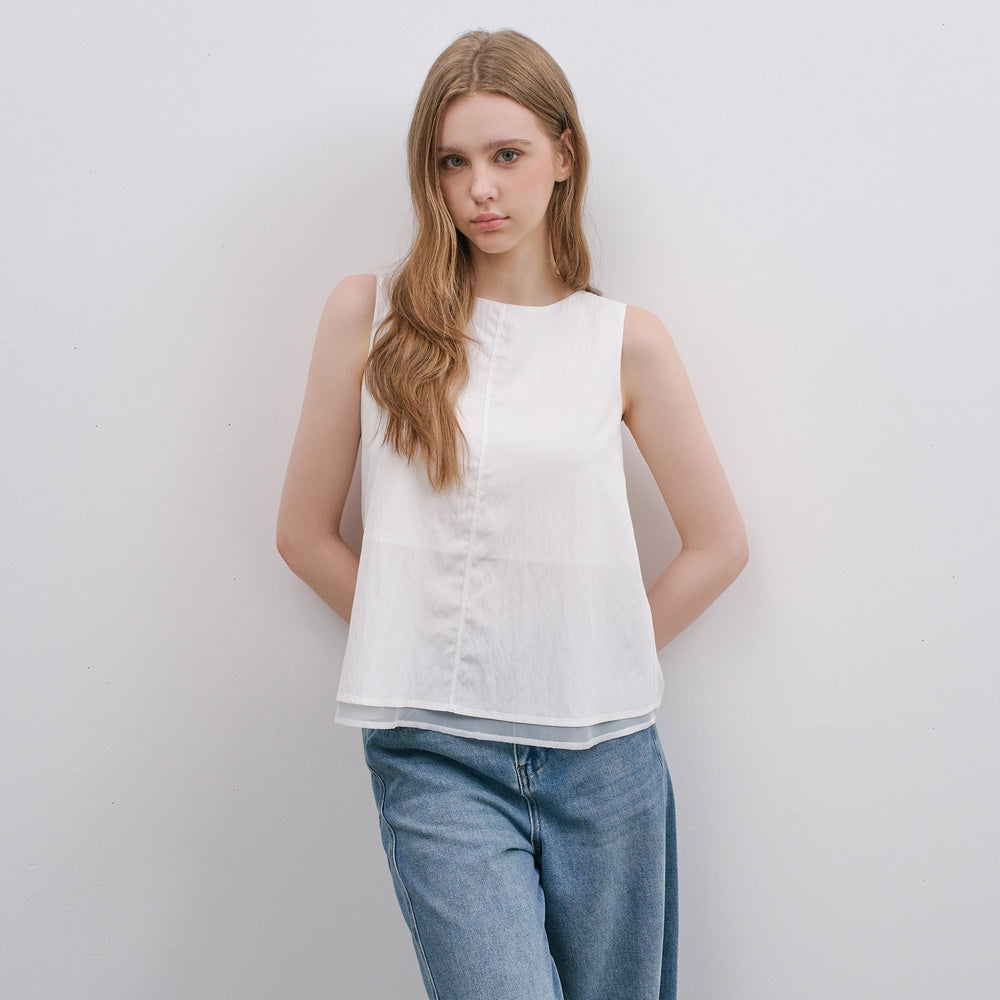 MIND BRIDGE WOMEN [W]White Layered Sleeveless M1WS4203