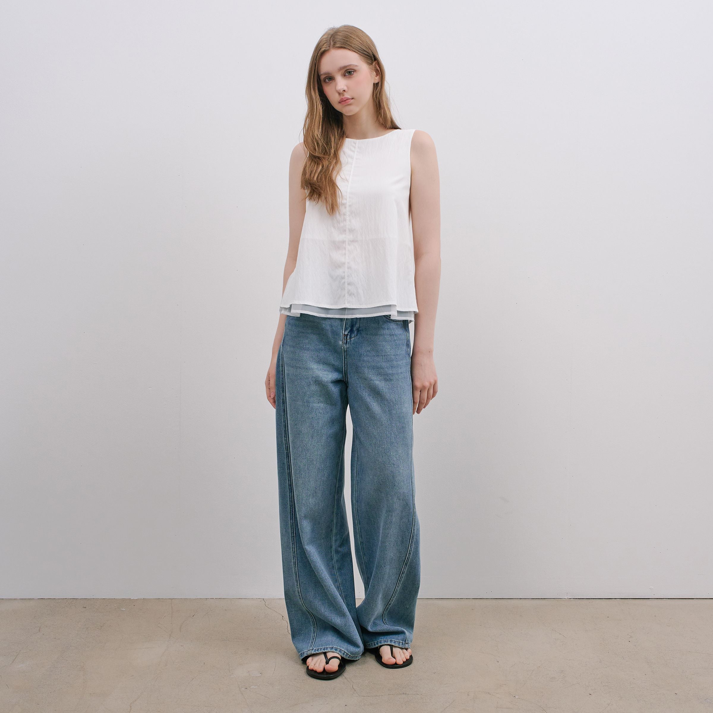 MIND BRIDGE WOMEN [W]White Layered Sleeveless M1WS4203