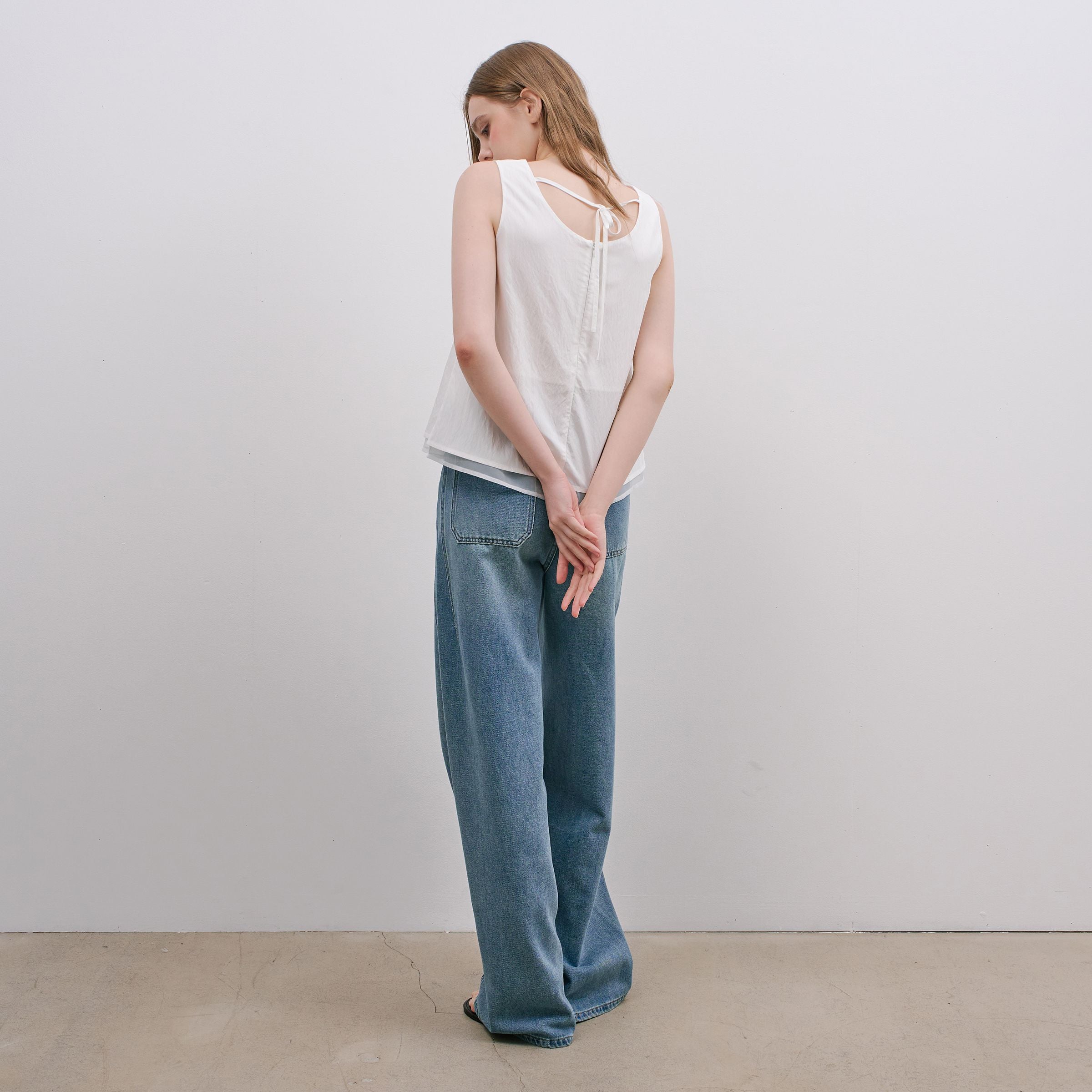 MIND BRIDGE WOMEN [W]White Layered Sleeveless M1WS4203