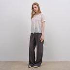 MIND BRIDGE WOMEN [W]Sheer shirring white short sleeve blouse M1WS4280