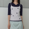 MA JOURNÉE V-NECK MID SLEEVE T-SHIRT_NAVY