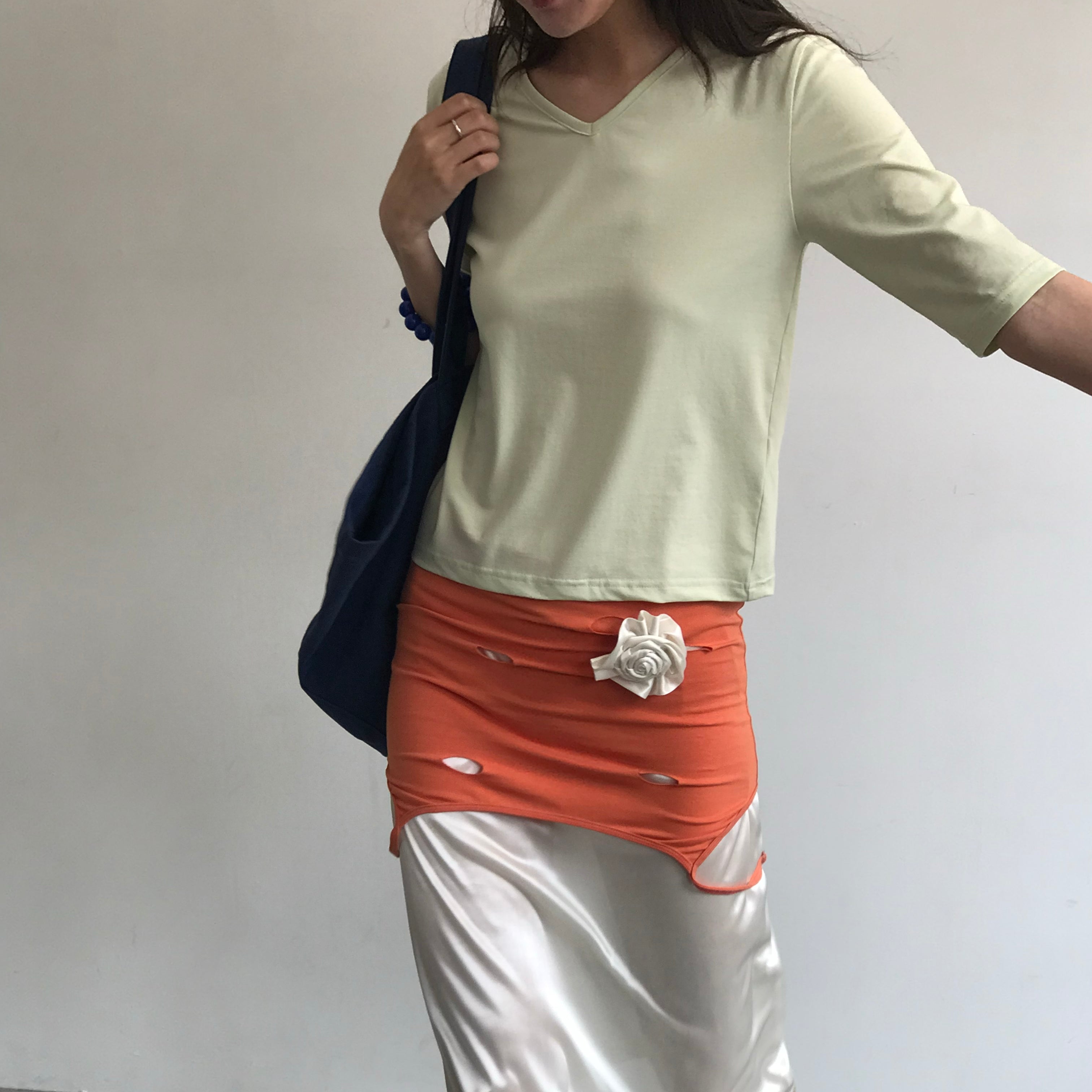 MA JOURNÉE V-NECK MID SLEEVE T-SHIRT_MINT