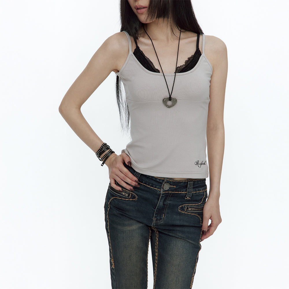 ROUGHNECK Lace Layered Sleeveless Ash Lavender