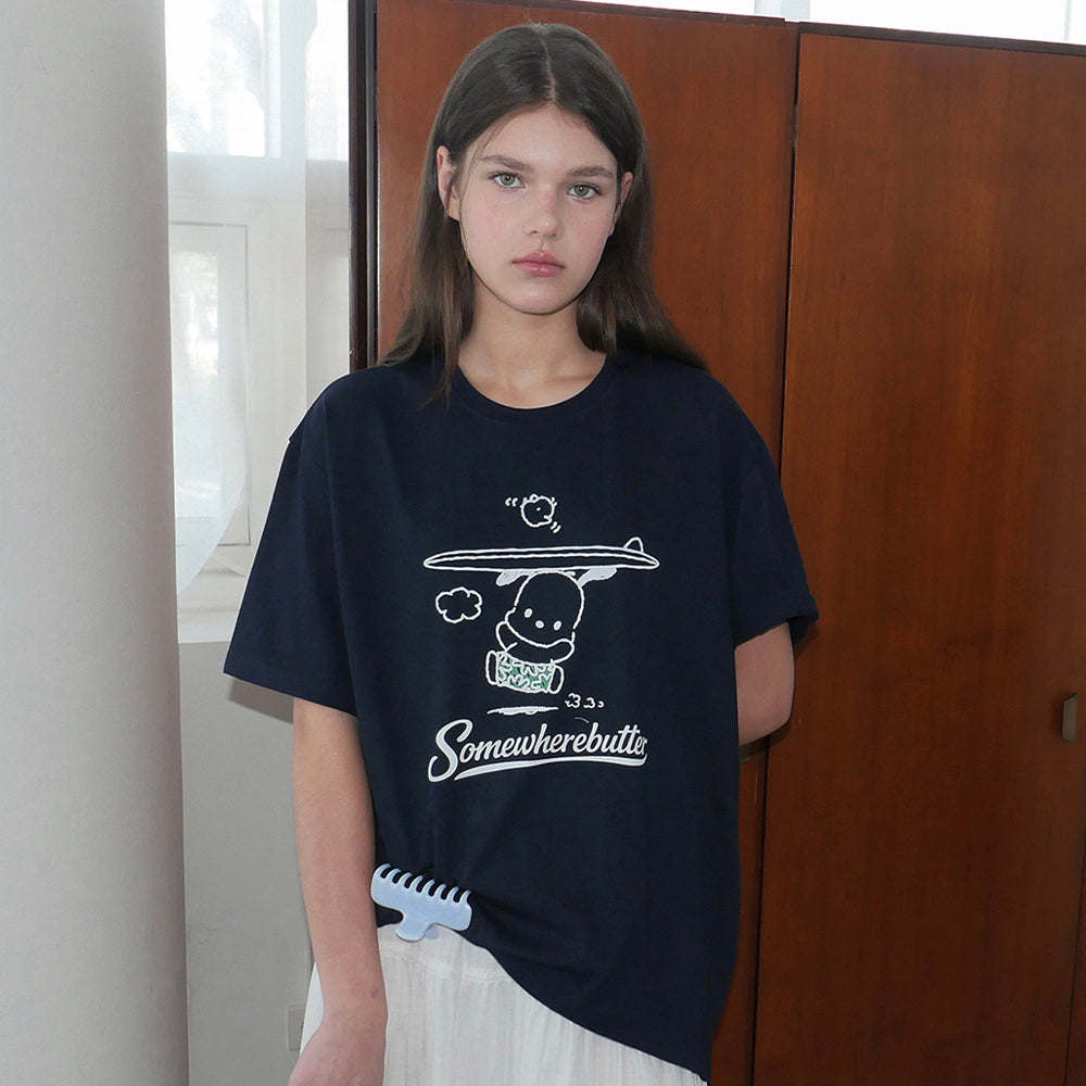 SOMEWHEREBUTTER [4th] Summer Pochacco Over-Fit Top - Navy