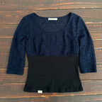 PEEVES PEEVES Sheer Lace Rib Top / Navy