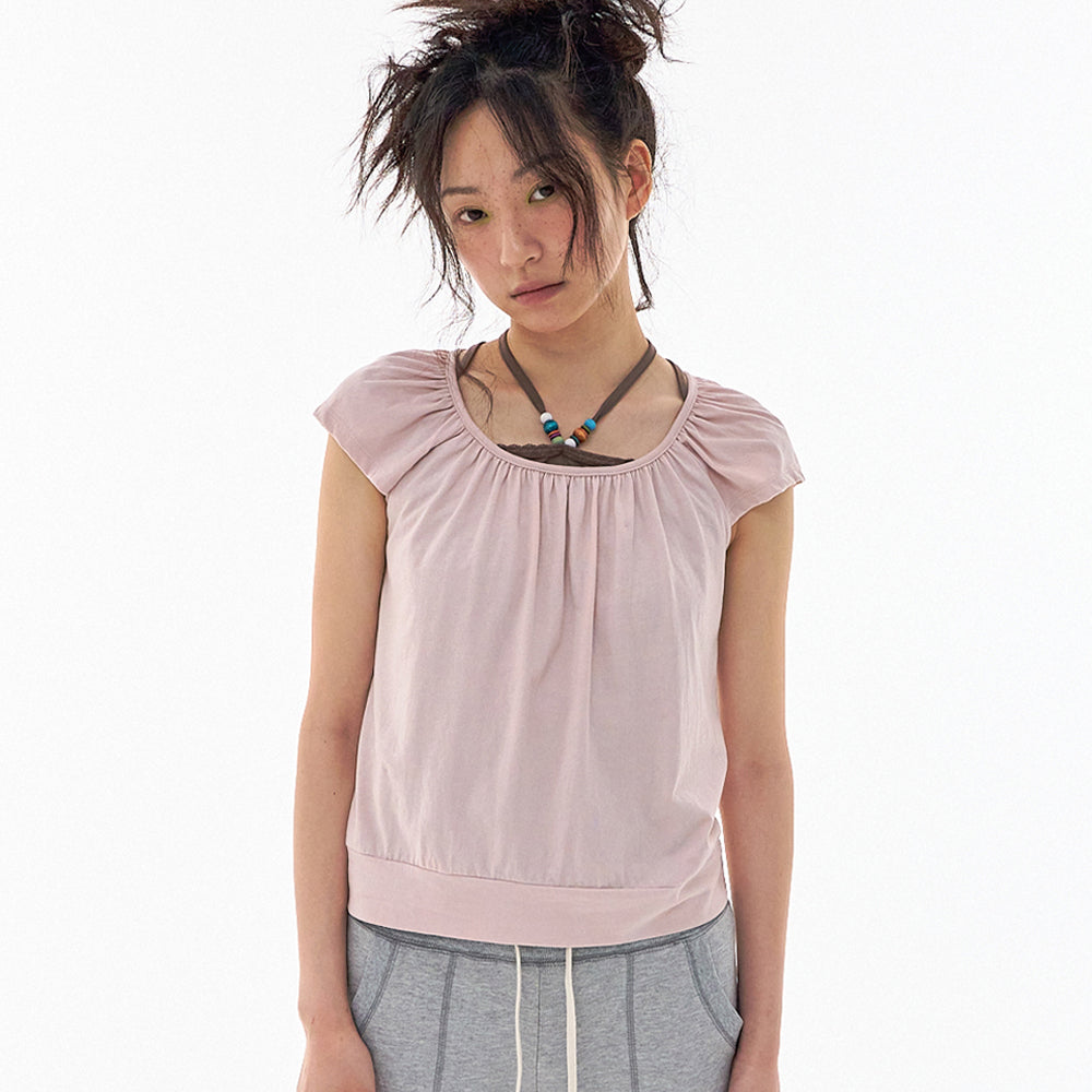 EXPIRED GIRL Soft Shirring Top Pale Pink